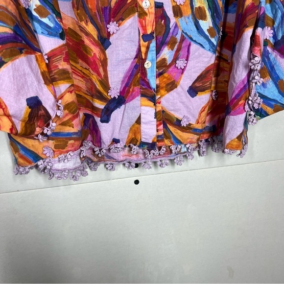 Farm Rio Colored Bananas Puff Sleeve Blouse Size Large - Picture 9 of 15